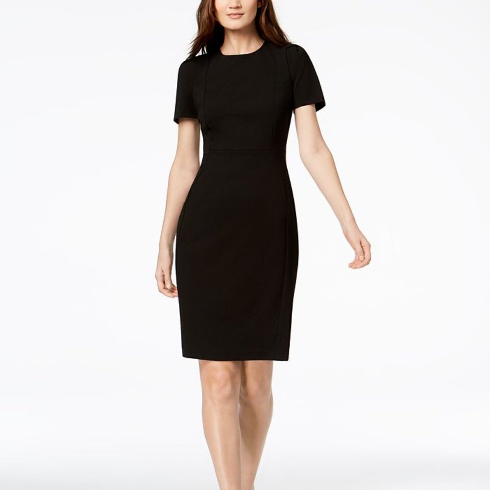 Pink Stitch Black Dress